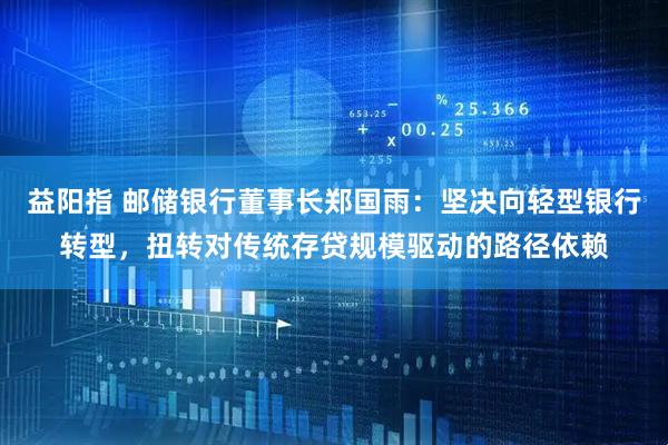 益阳指 邮储银行董事长郑国雨：坚决向轻型银行转型，扭转对传统存贷规模驱动的路径依赖